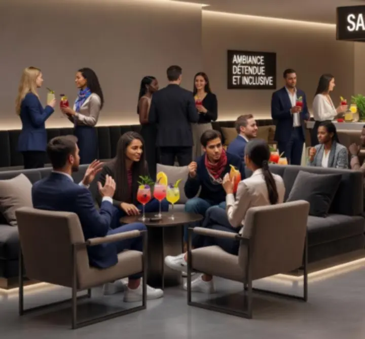 Groupe profitant d'un moment convivial dans un club sans alcool